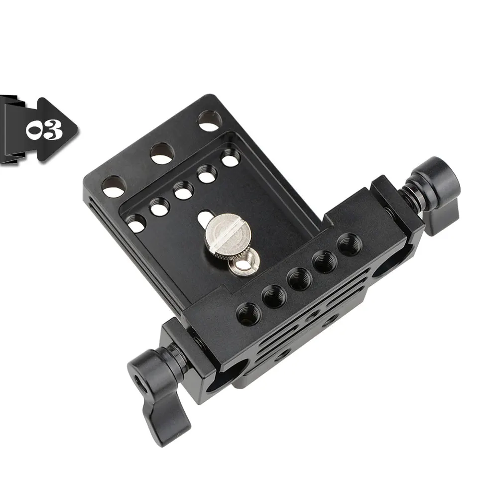 CAMVATE Extended Camera Baseplate Tripod Mount Plate With 1/4"-20 Mounting Stud & 15mm Rod Clamp Railblock For DSLR Camera Rig