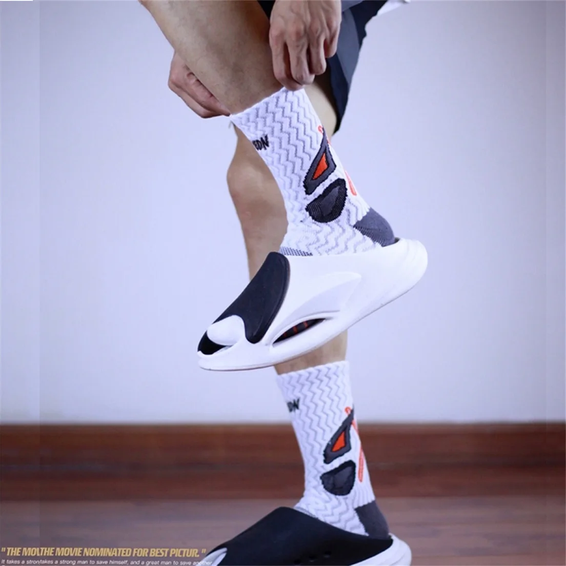 Sportsocken mit Handtuchboden für Herren, 9–12, atmungsaktiv, rutschfest, hoch geschnitten, Basketballsocken, Feuchtigkeitsaufnahme-Socken – Detail 8