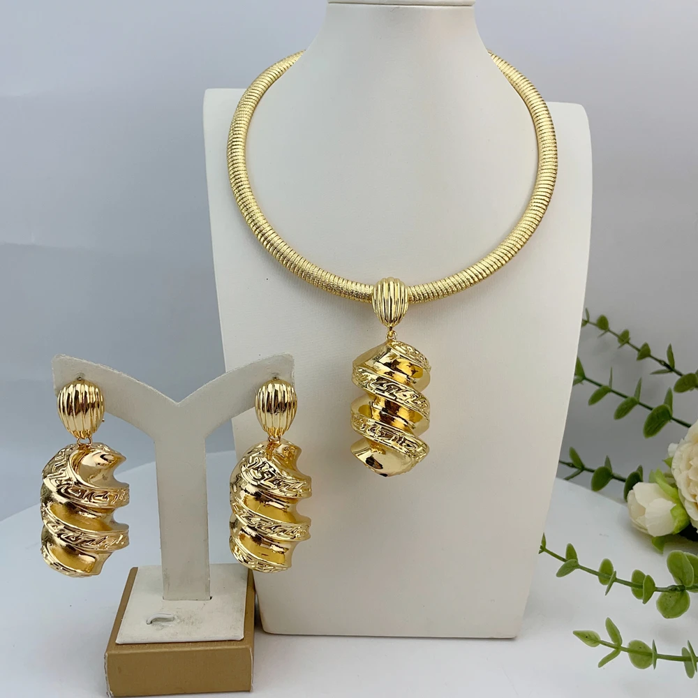 

Brazilian Jewelry Unique Big Jewelry Sets For Women Birthday Wedding Gift FHK23224
