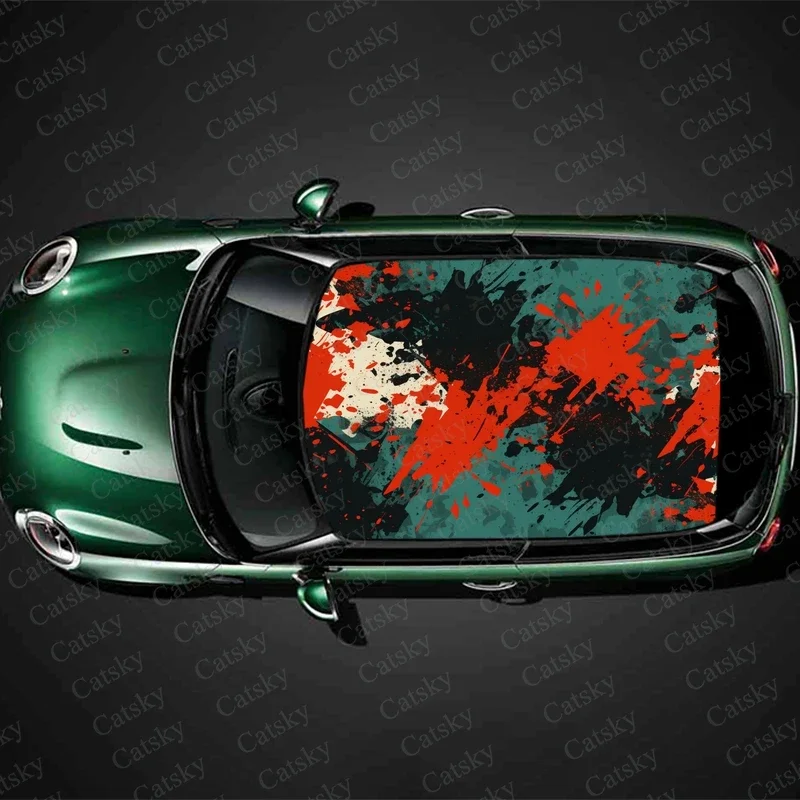 Abstract Splatter Grunge Car Roof Sticker Wrap Racing SUV Accessories Packaging Painted PVC Custom Car Graphic Decal