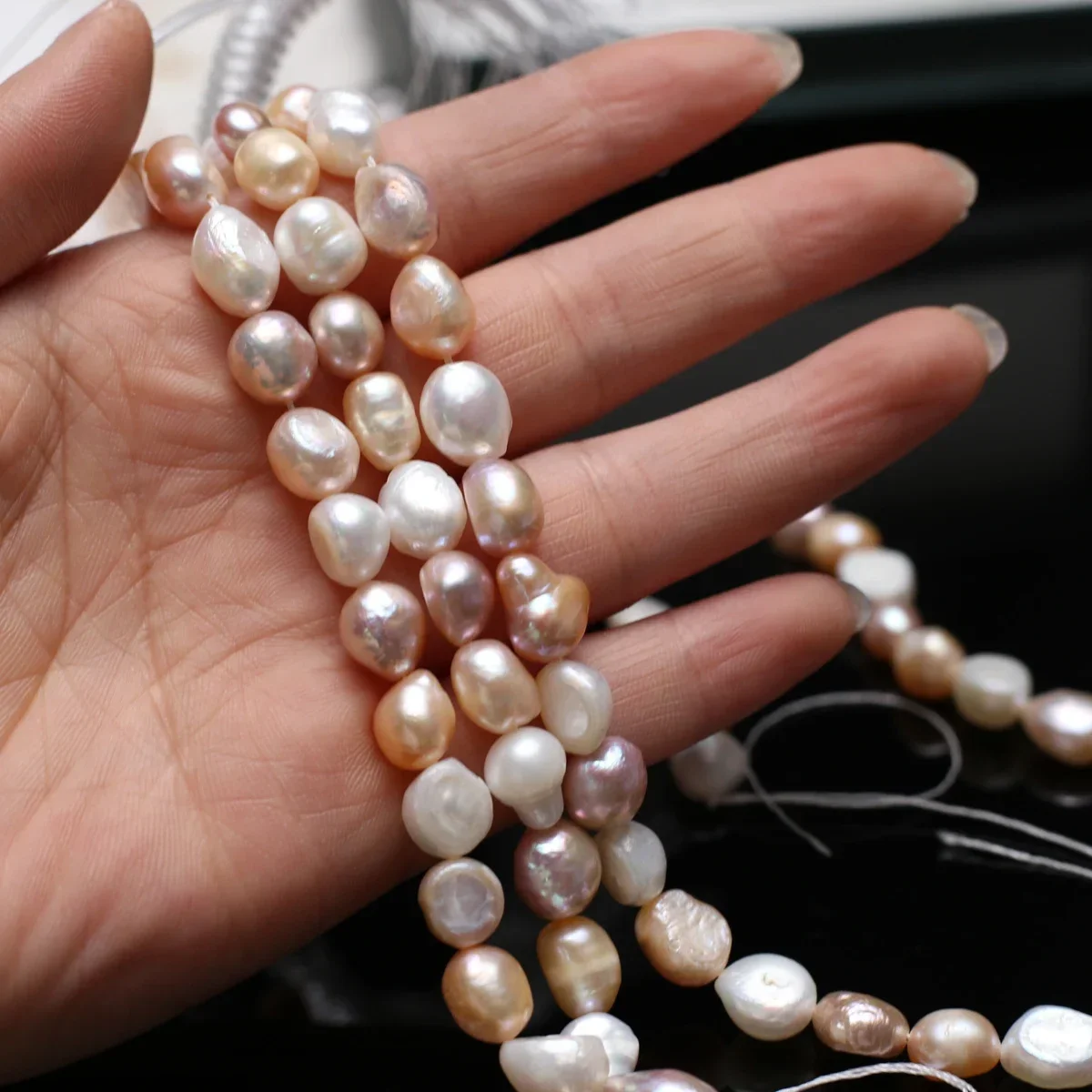 9-10mm3A 18cm Multi-color Irregular Fine Purple Pink Natural Freshwater Pearl Bead Jewelry MakeDIY Necklace Bracelet Accessories