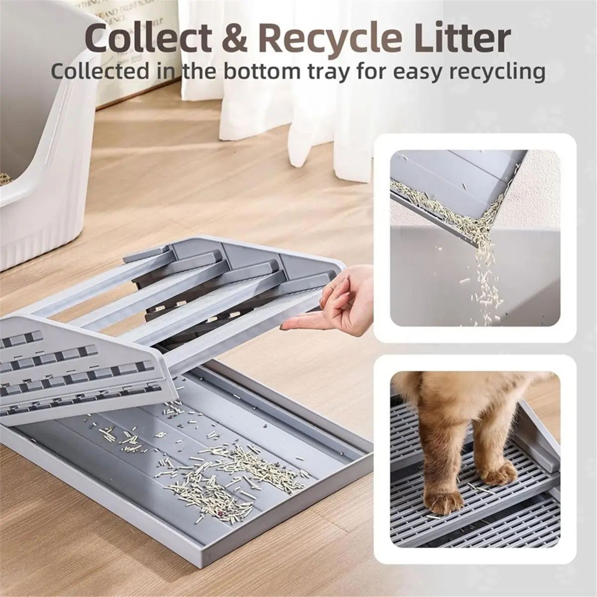 2026 Trend Adjustable Litter Box Step, Elevated Cat Ramp/Stairs with Filter Function, Anti-Tracking, Fits Automatic Litter Boxes