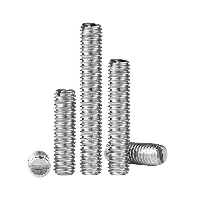 304 Stainless Steel Slotted Head Flat Point End Headless Grub Bolt Set Screw M2 M2.5 M3 M4 M5 M6 M8 M10