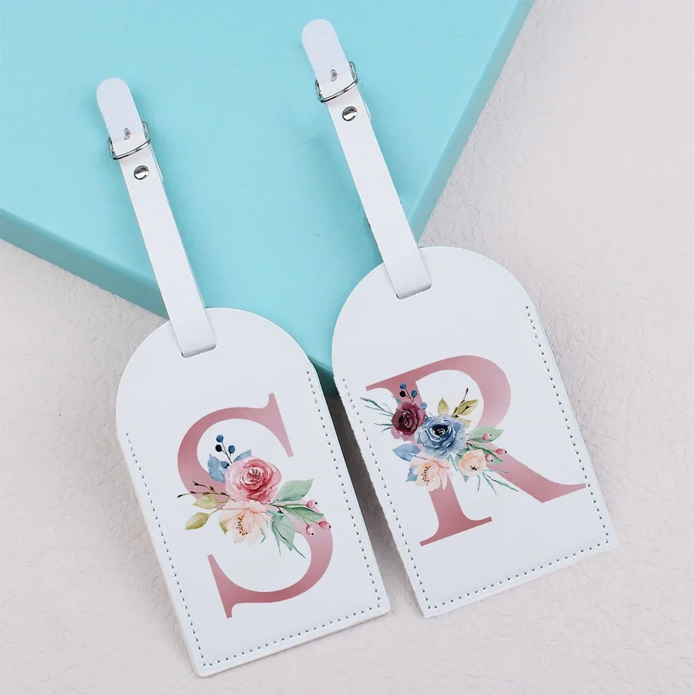 Initial Luggage Tag 26 Letter Travel Luggage Baggage Identification Labels ID Tag Fully Bendable Tags with Privacy Cover