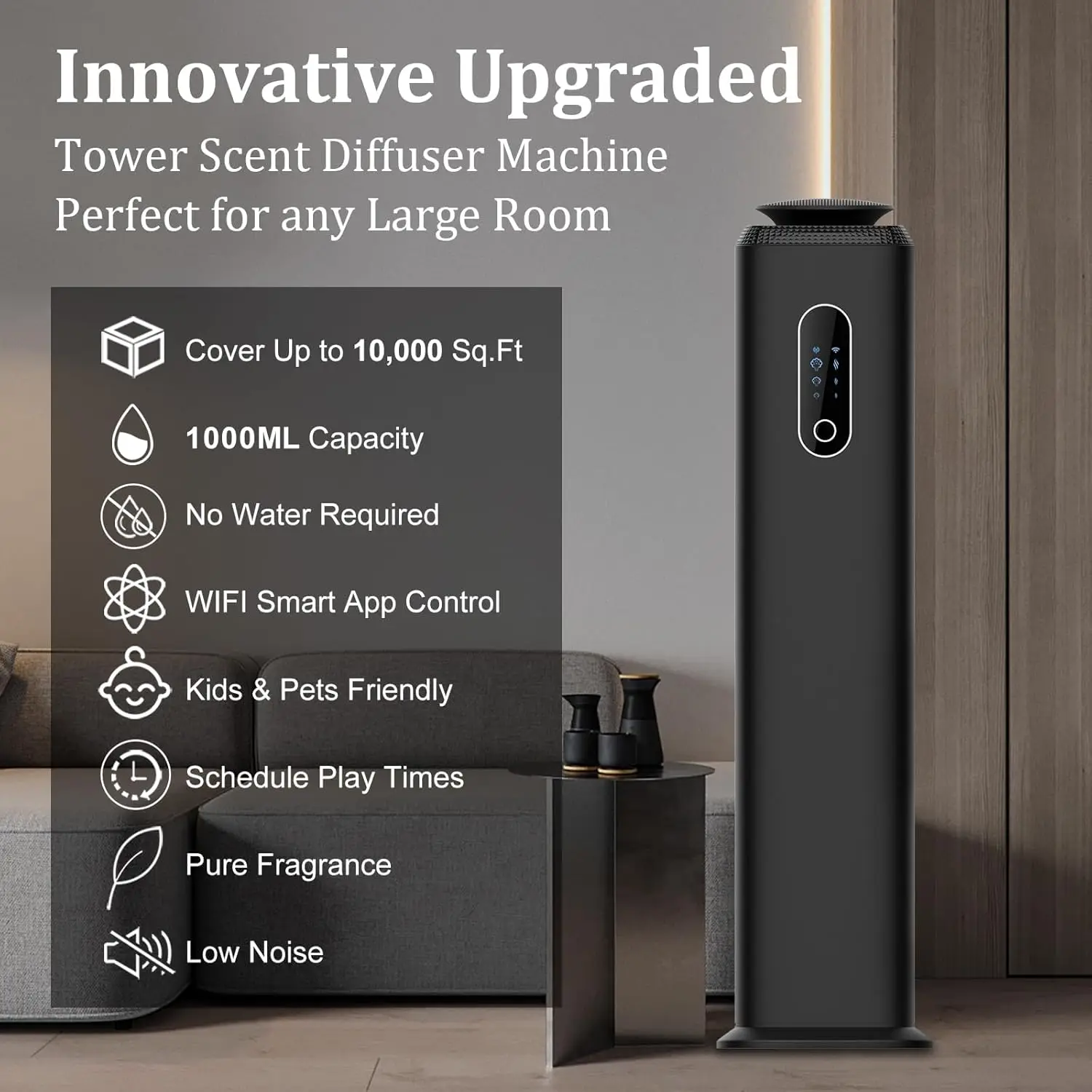 2026 New Upgrade 1000ML- Commercial Diffuser Machine Cover 10000 Sq Ft - Tower Hotel Scent Diffuser For Whole House - WiFi App