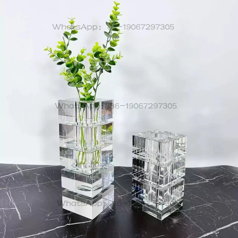 Modern Simple Transparent Glass Bamboo Flower Device Vase Ornament