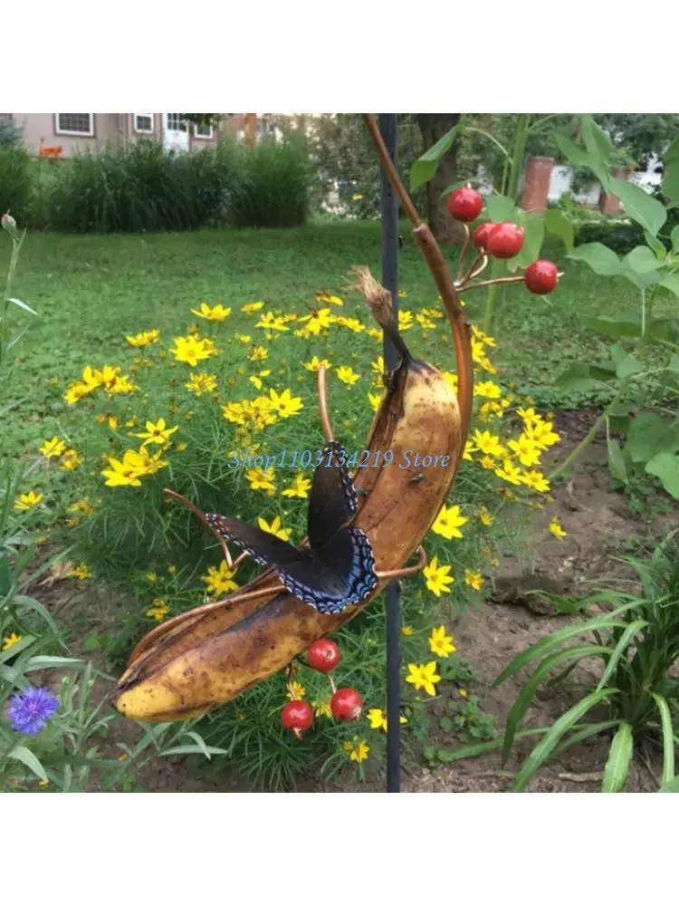N5KC Elegant Outdoor Butterfly Resting Banana Design With Weather Resistant Finish