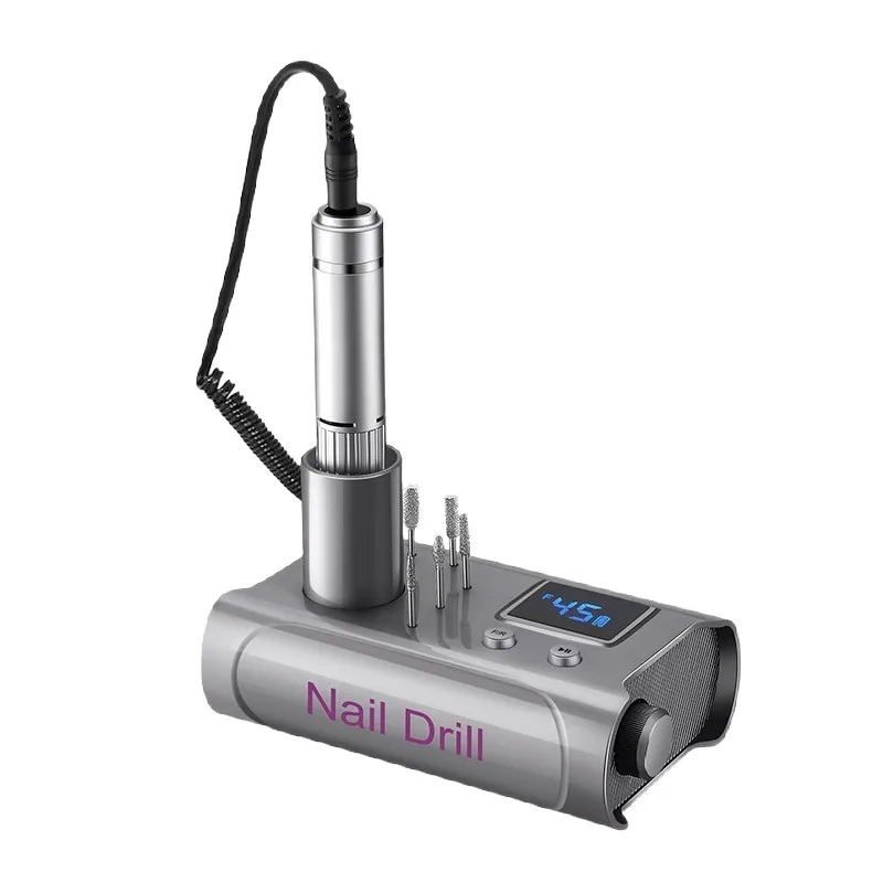 New Profesional 45000RPM Electric Nail Drill Machine Rechargeable Portable Nail Sander File for Gel Nails Polishing Salon Tools