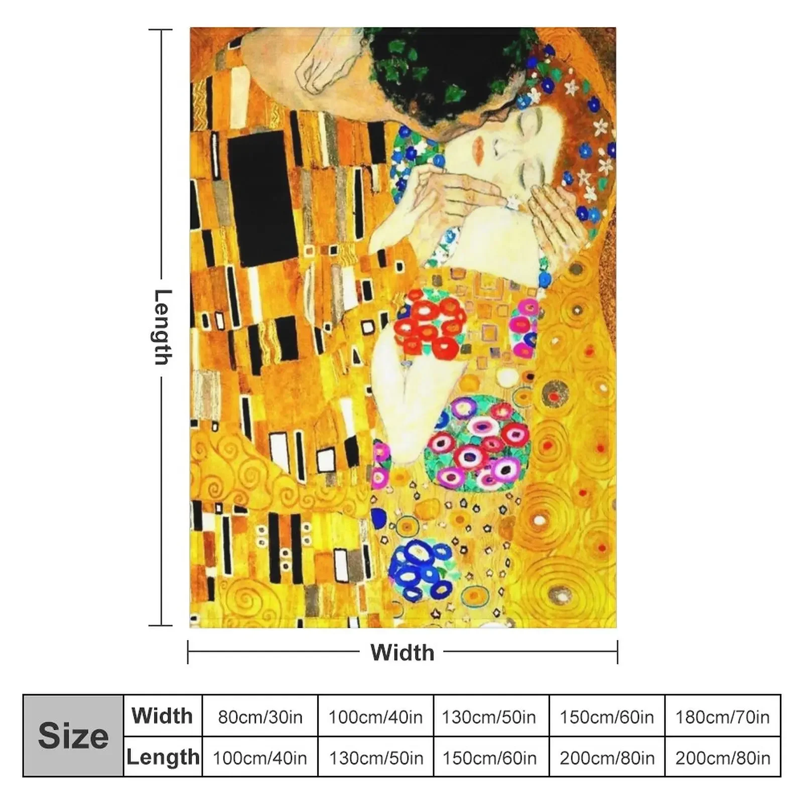 Gustav Klimt - The Kiss Original Detailed Throw Blanket Polar Picnic cosplay anime Blankets