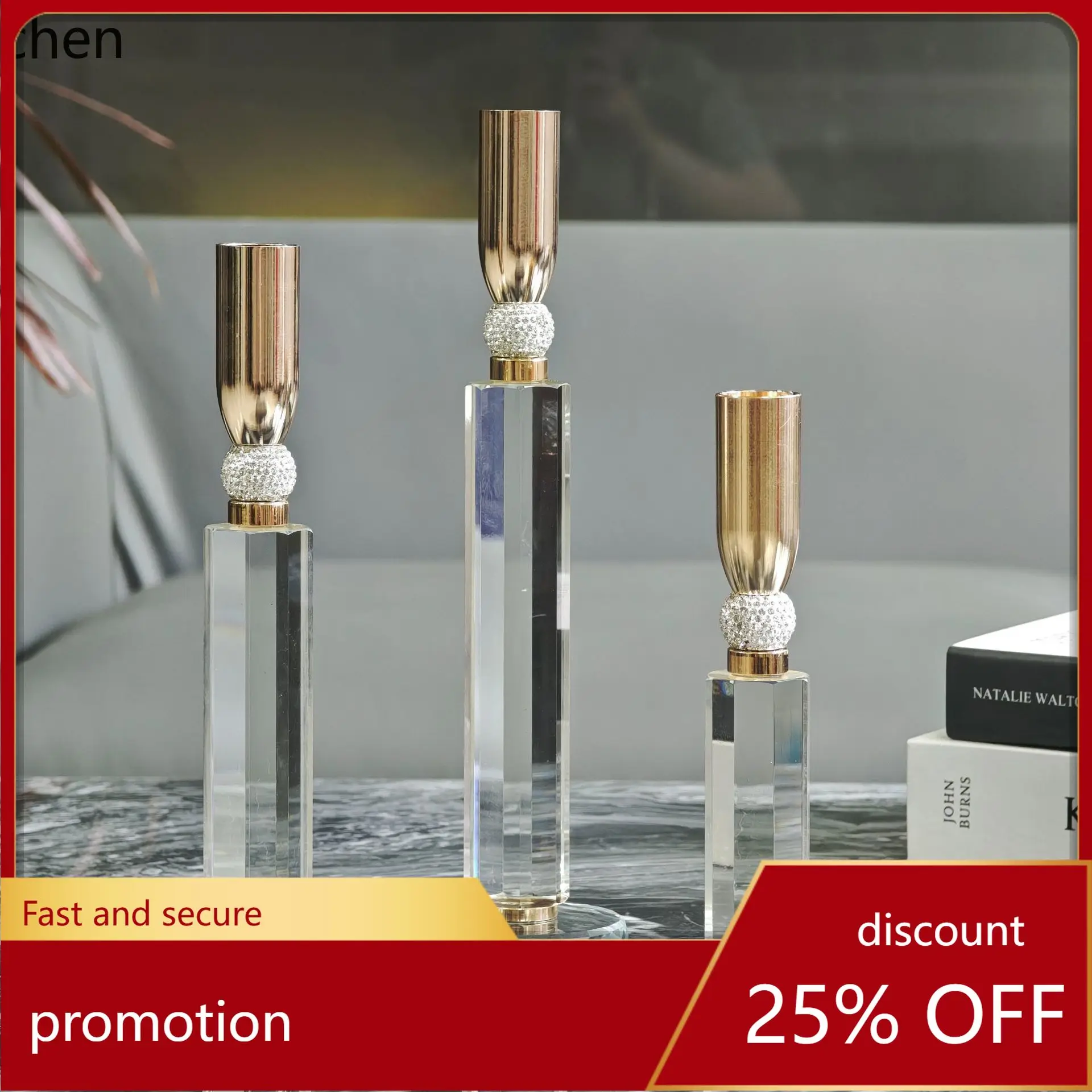 

Zml minimalist crystal candle holder - decorative candlestick for living room, romantic ambiance, soft decoration, dining table