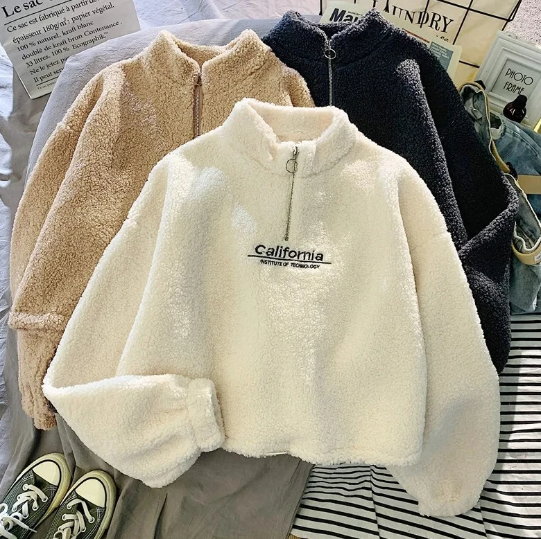 قمم المخملية الوقوف الرقبة الصوف اقتصاص هوديس الخريف إلكتروني التطريز طويلة الأكمام الرباط البلوز أنيقة أفخم