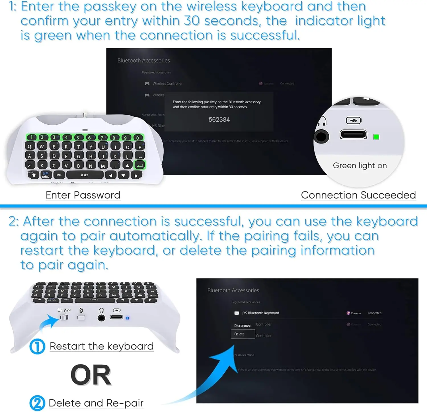 Voor Ps5 Controller, Bluetooth 3.0 Chatpad Dualsense Controller Accessoires Voor Dualsense5 Keyboard & Gaming Live Chat