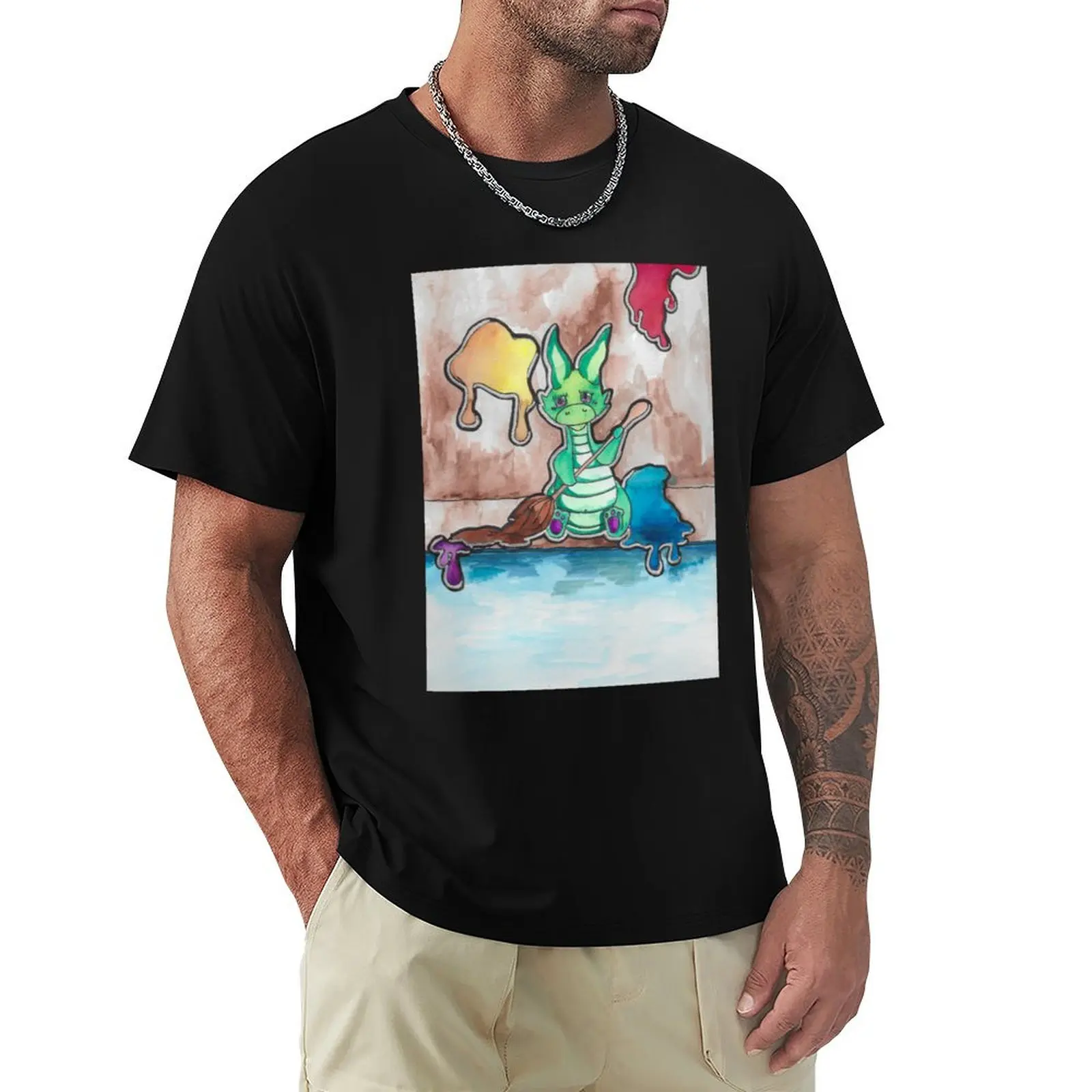 painter dragon T-Shirt aesthetic clothes blanks Aesthetic clothing anime figures t shirt men