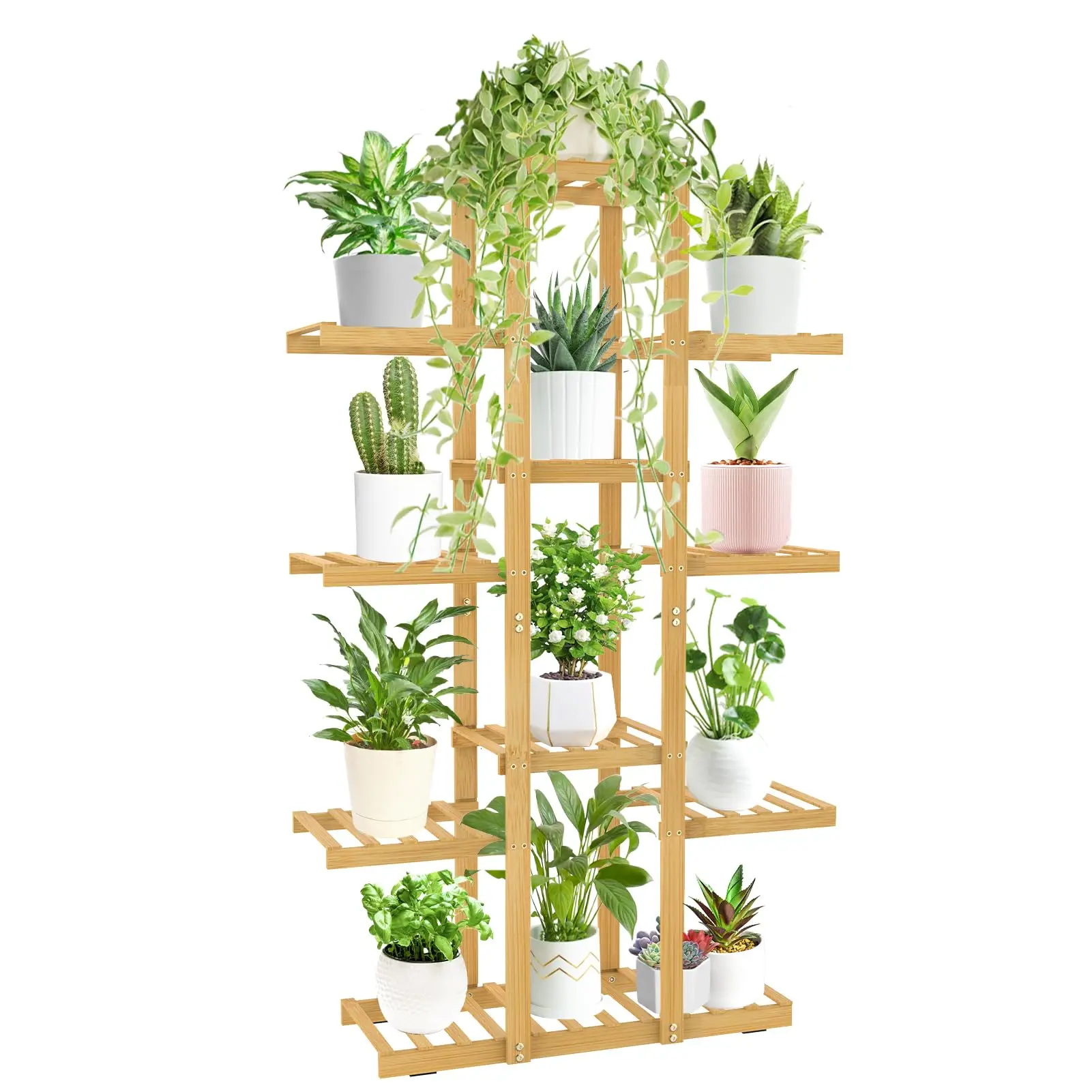 

Modern Style 7 Tier Bamboo Plant Stand for Indoor Plant Display Inside Home Office and Garden Storage Shelvespromote sales