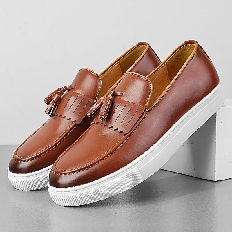

Mens Tasseled Loafers Leather Casual Shoes Soft Sole Walking Shoes Fashion Man Oxford Shoes Lightweight Formal Dress Footwear