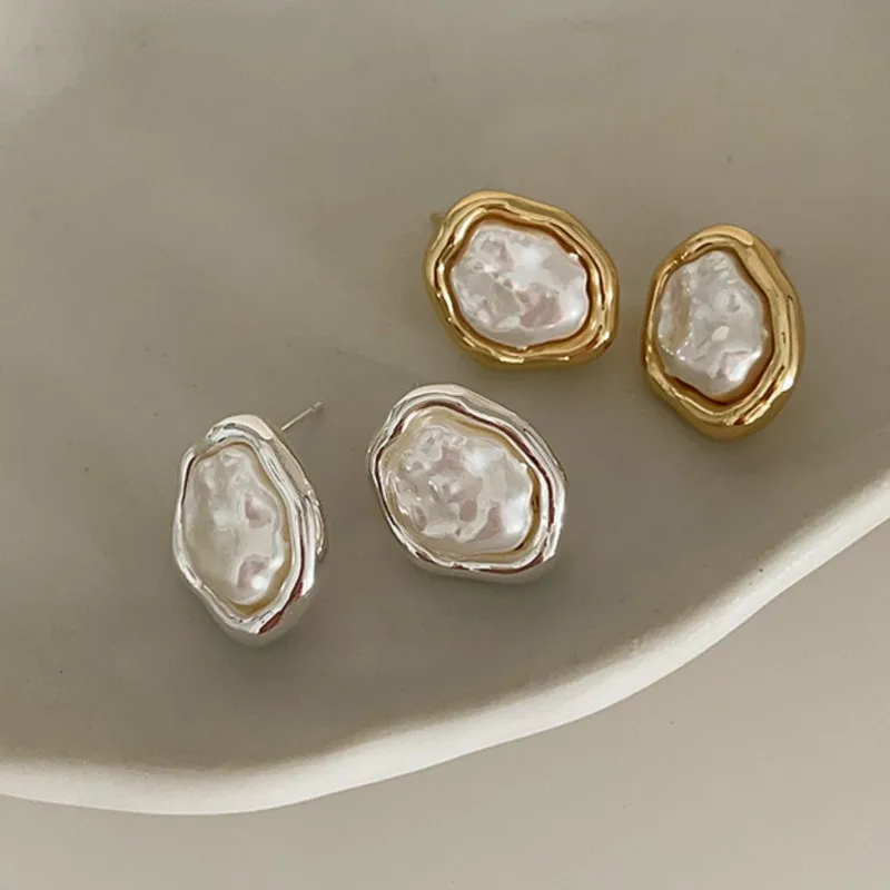 غير متناظرة شكل هندسي فو اللؤلؤ وأقراط للنساء بسيطة الحلو القرط ارتداء اليومي هدايا مجوهرات الحفلات