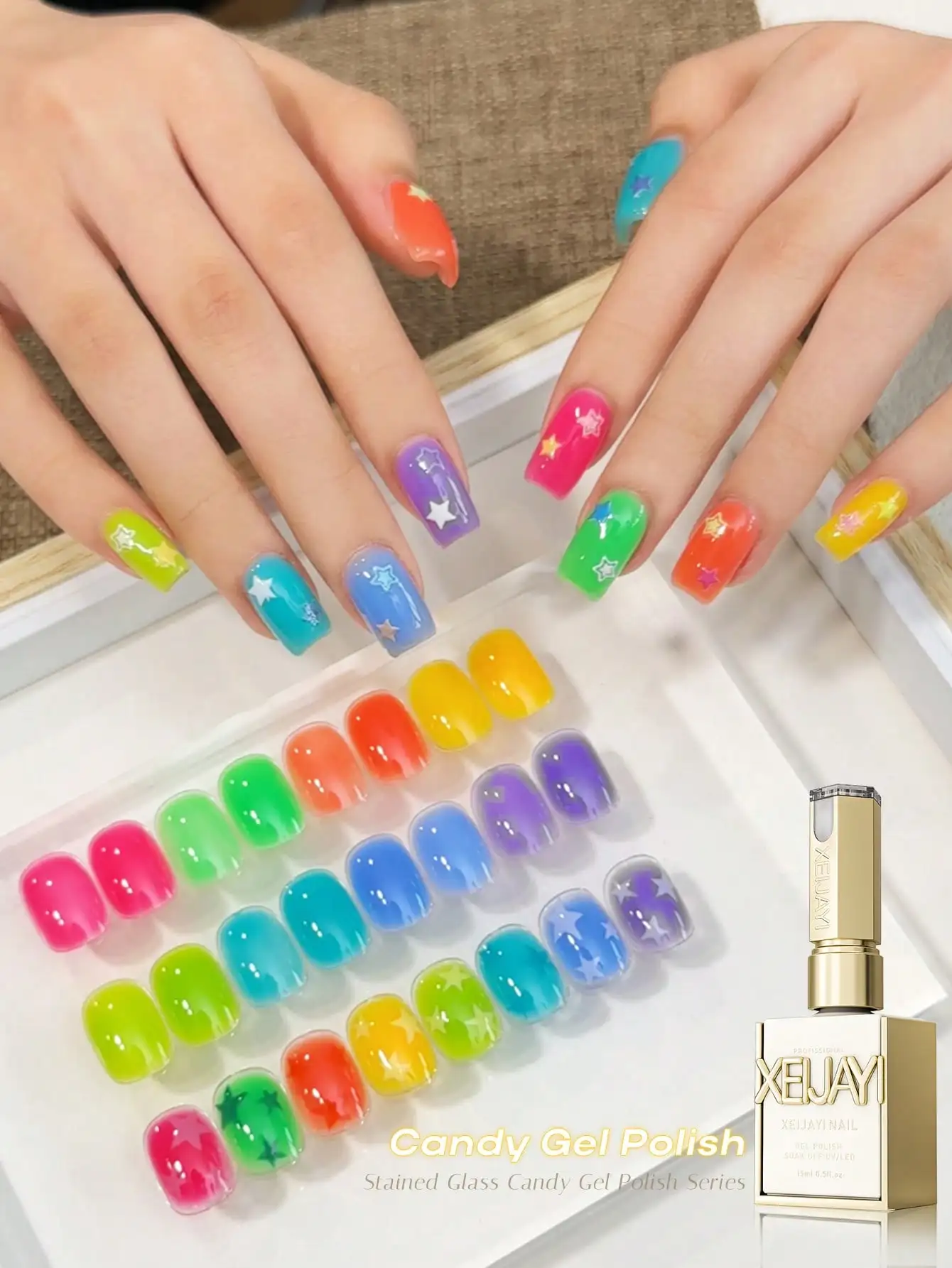 

XEIJAYI 8Pcs Fashion Nails Art Nail Gel Polish Soaking UV LED Nail Gel Salon Female Nail Art Tools Fashion Nails