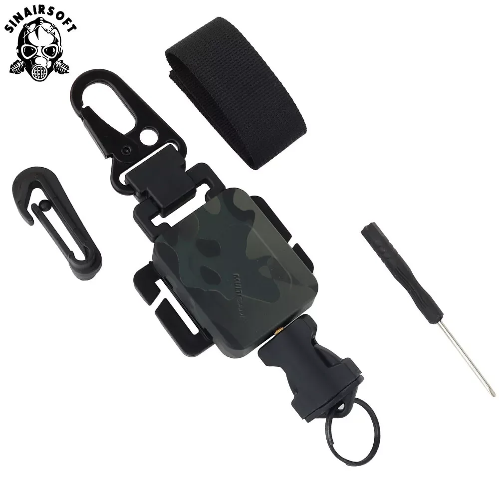 

Tactical Pistol Retractable Sling Rotary Nylon Rope Metal Steel Clip Keychain Key Storage Hunting Airsoft Paintball Accessories