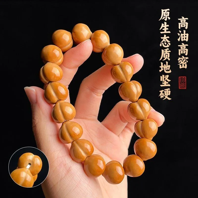 Ingenious Carved Original Seed Walnut Bodhi Prayer Beads Peach Heart Monkey Head Bracelet for Women Blessing Gifts
