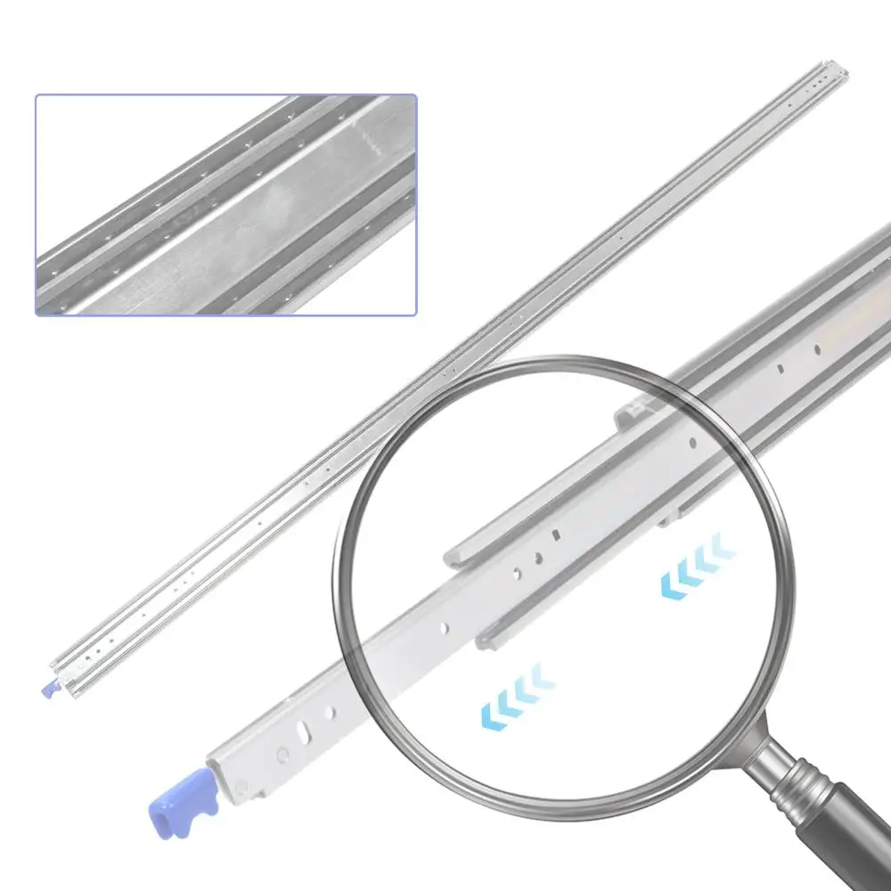 

Промышленные направляющие с боковым креплением и замком. 3-кратная направляющая. Износостойкие направляющие с шарикоподшипниками полного расширения для мебельной фурнитуры.