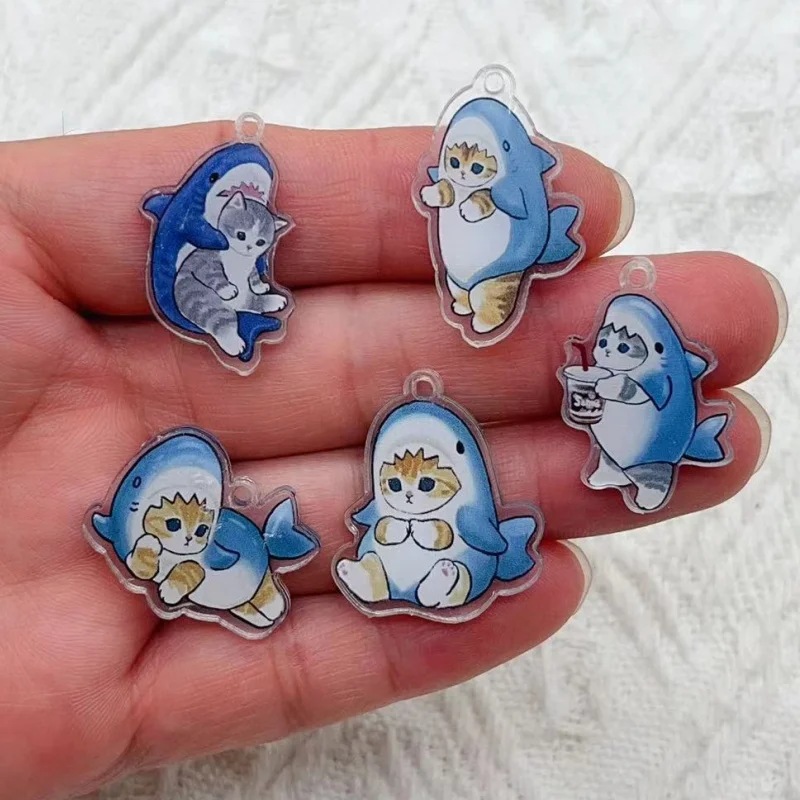 10pcs cartoon animal acrylic charm cute whale and cat pendant handmade search for DIY jewelry accessories