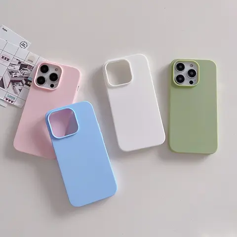 Luxury Candy Color Silicone Soft Case For iPhone 16 15 14 13 12 11 Pro Max Plus Mini Matte Frosted Cover Ultra Thin Shell Coque