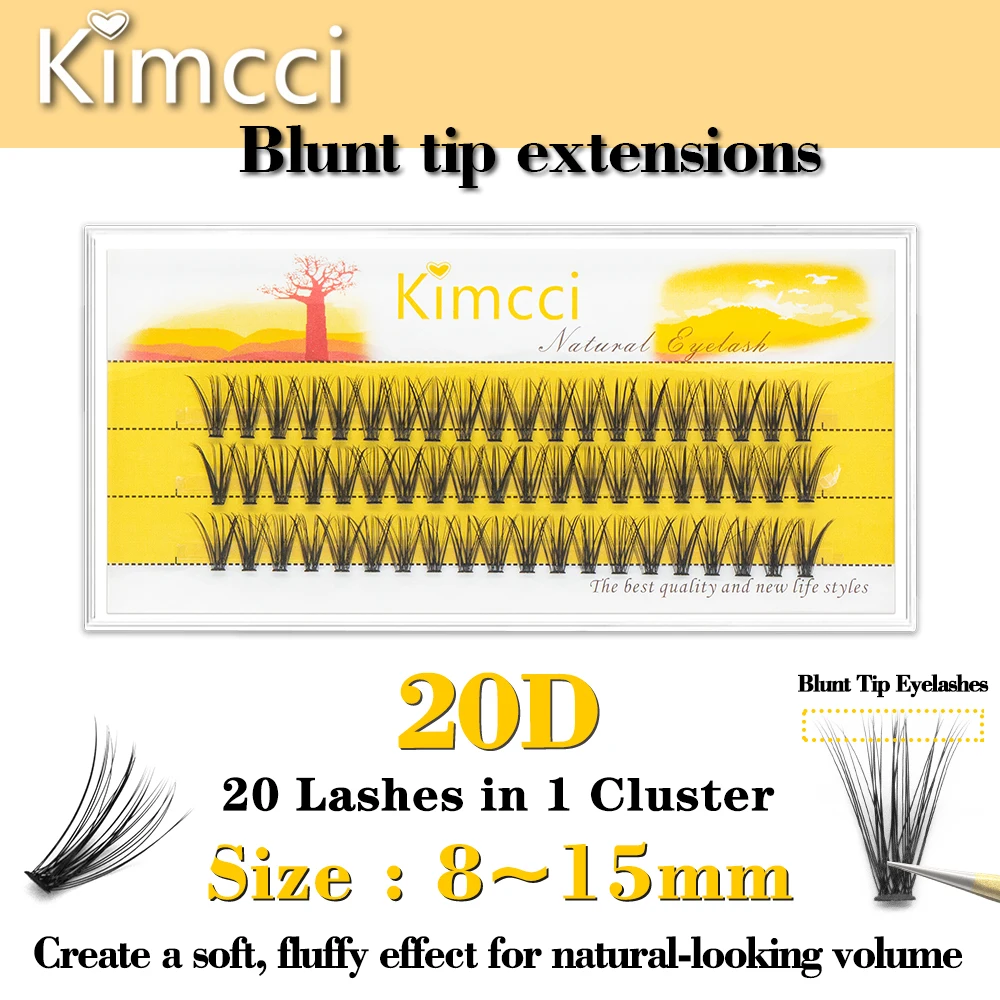 Kimcci 20D Wimpers met stompe punt Pluizige en natuurlijke volumineuze wimpers Zachte valse wimpers voor dagelijkse glamour Make-uptools