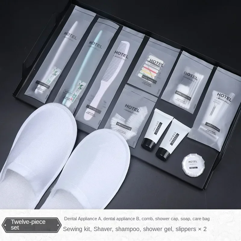 Hotel Disposable Toiletries Set Toothbrush Slippers Care Packs Shower Cap Soap Sewing Kit Set Outdoor Travel Hotel Busniess