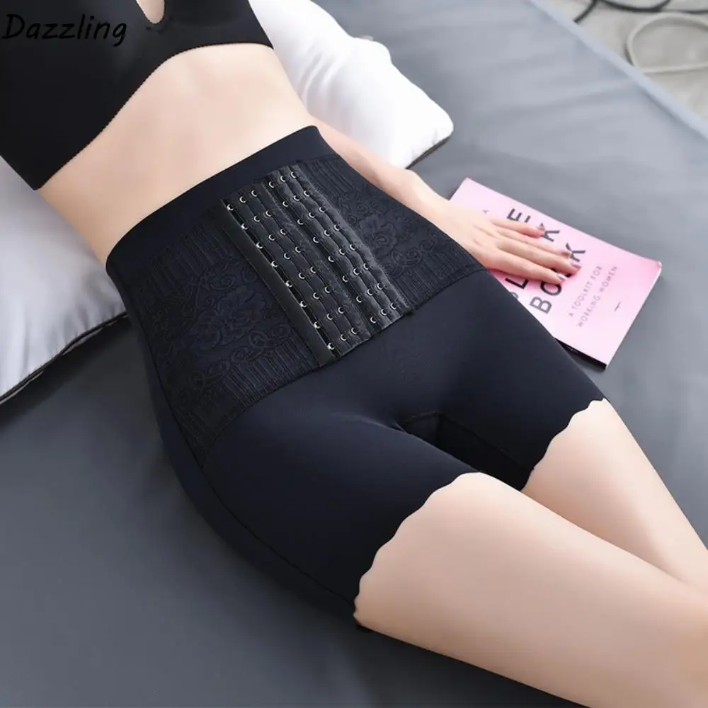 

High Waist Slimming Shapewear Buckle Waist Trainer Seamless Panties Women Belly Contracting Ice Silk Shapers