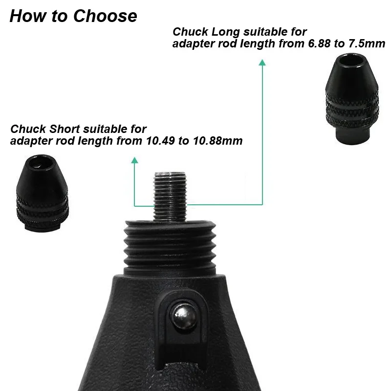 Mini Multi Keyless Drill Chuck Adapter Collet ScrewDriver 0.5-3.2mm Quick Change Cartridge on Screw DriverThree-Jaw for Dremel