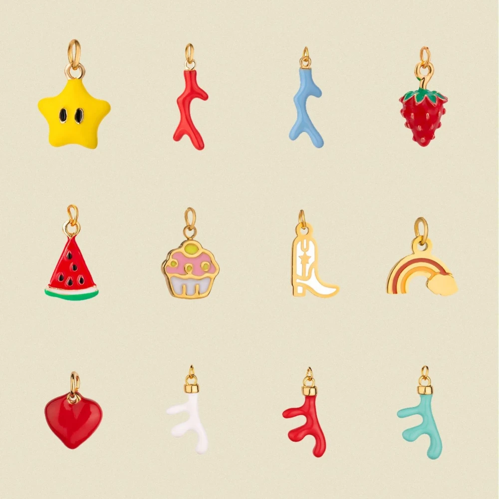 

Hot selling niche fresh watermelon cake boot pendant DIY artistic rainbow pendant gold-plated color preservation