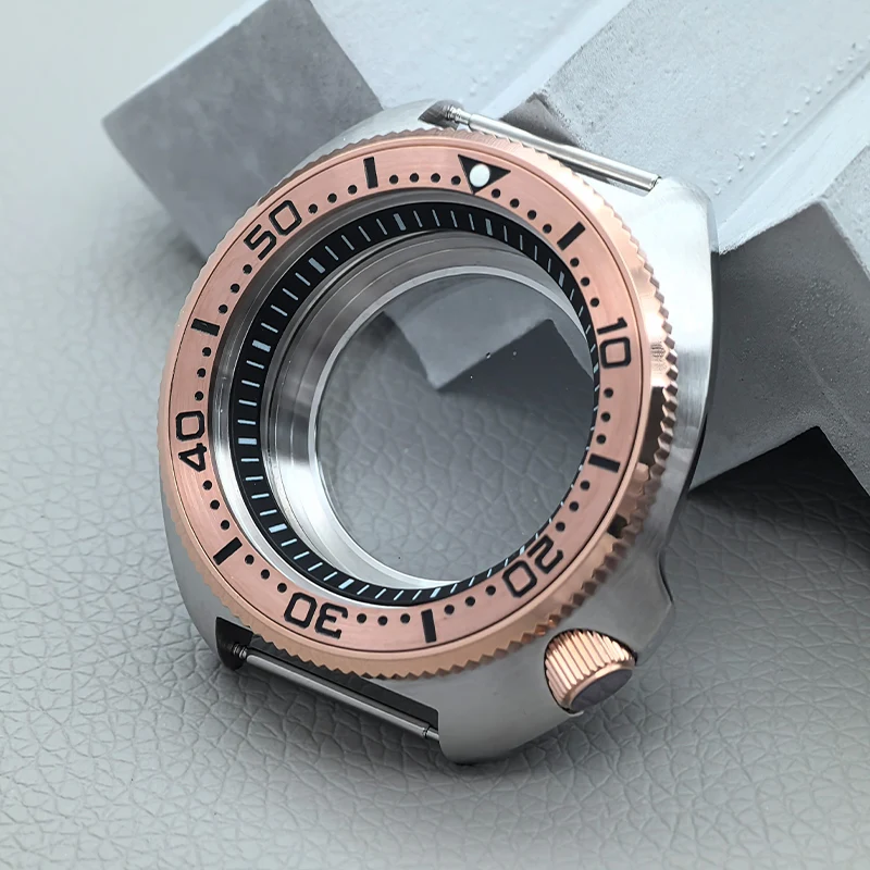 44mm 6105 6309 Turtle Abalone Case Sapphire Glass Fit for NH34 NH35 NH36 NH38 4R Movement Transparent Back Cover Case Refit Part