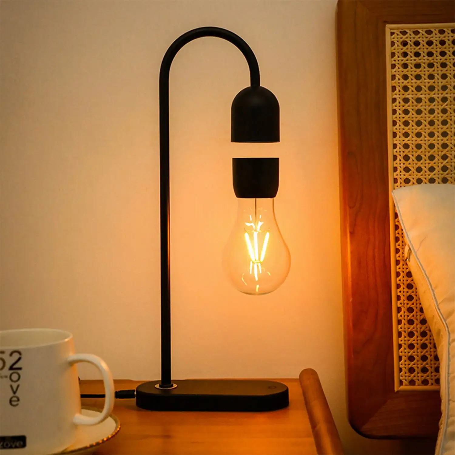 

Magnetic Levitating Bulb Lamp Home Office Floating Rotating Night Light Bedroom Table Desk LED Christmas Levitation Decor