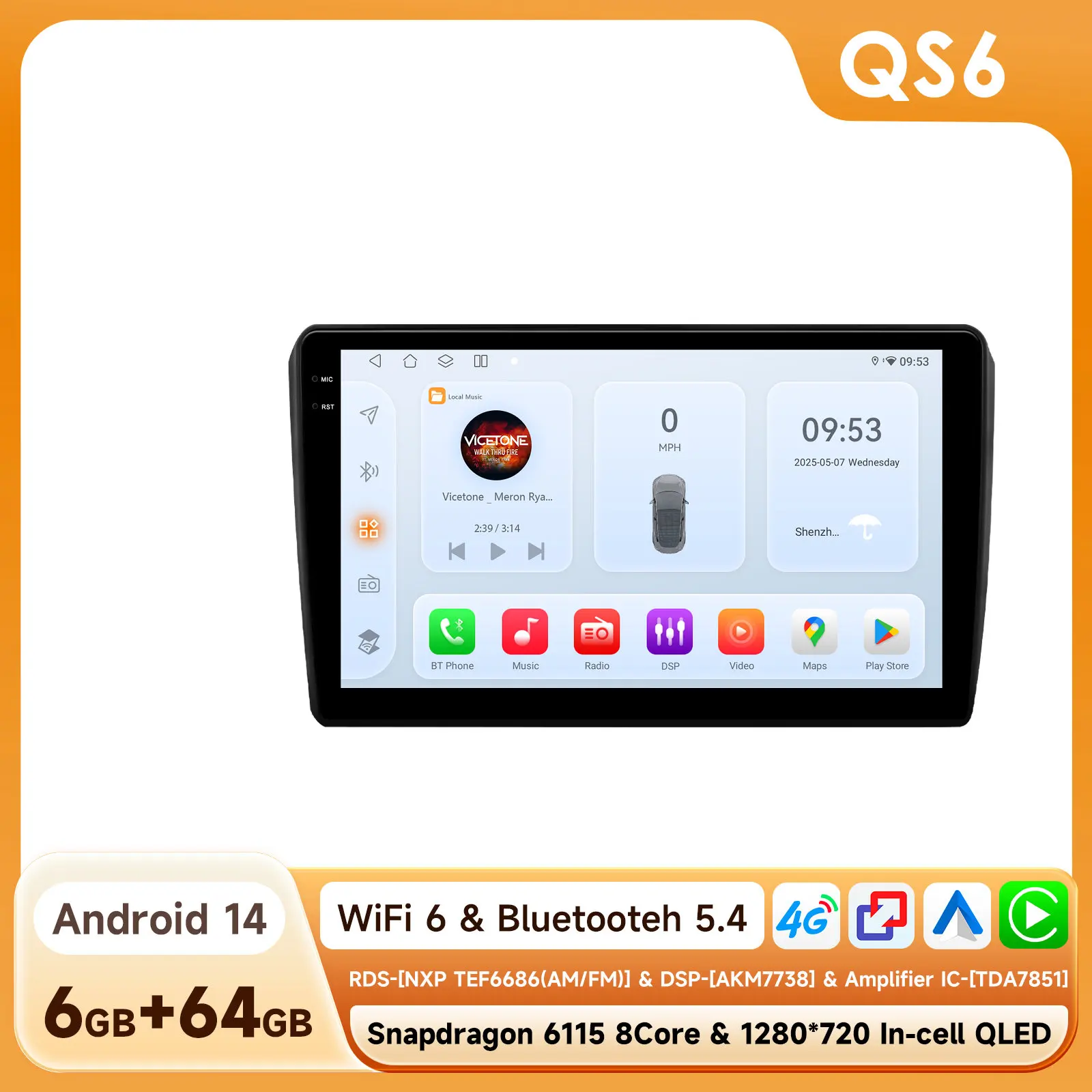 Hizpo 9 Inch Autoradio 2 Din Android 14 Stereo Met Scherm Voor Audi A3 8 P 2003-2012 Carplay intelligente Systeem Multimedia Wifi