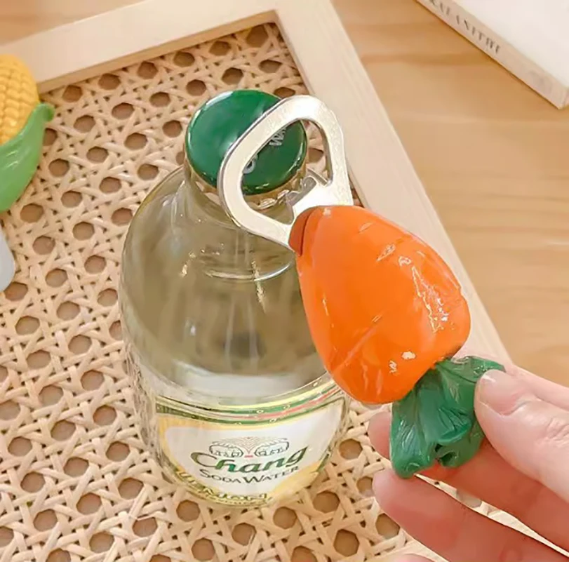 1Pcs Cute Beer Opener Kawaii Candied Haws Cheese Refrigerator Magnets Home Decor Kitchen Gadgets Cute Bottle Opener Key Chain