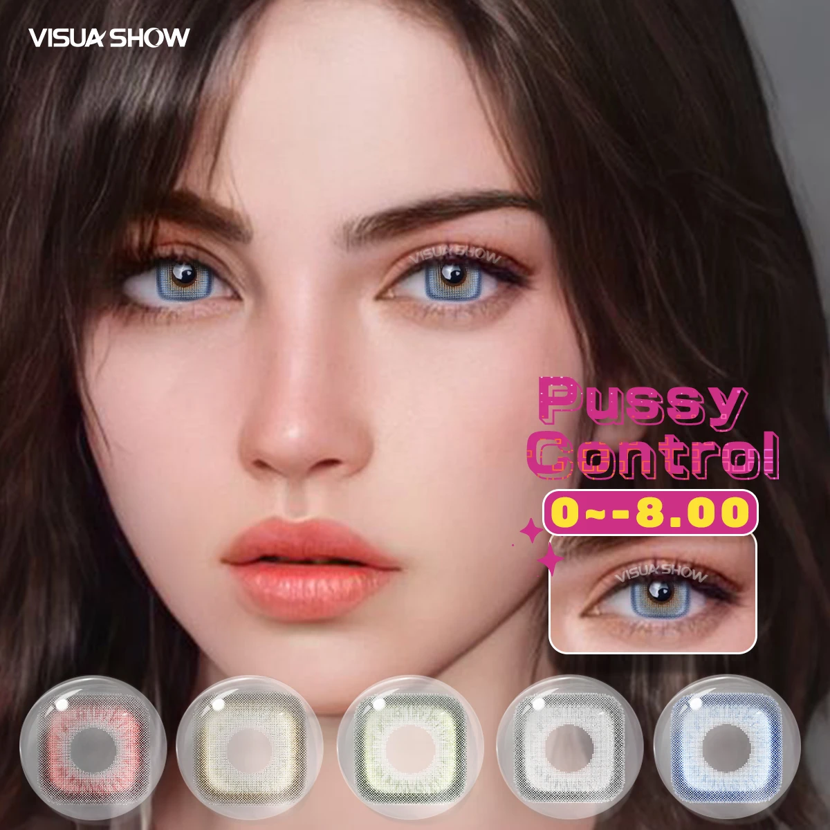 Visuashow Farbige Kontaktlinsen Quadratisches Muster 1 Paar 142mm Halbjahrlich Einweg Weich Feuchtigkeitsspendend Vergrossern die Augen Naturliches Aussehen Kleine Pupille Fur Taglichen Gebrauch Termine Partys Make up – Detail 1