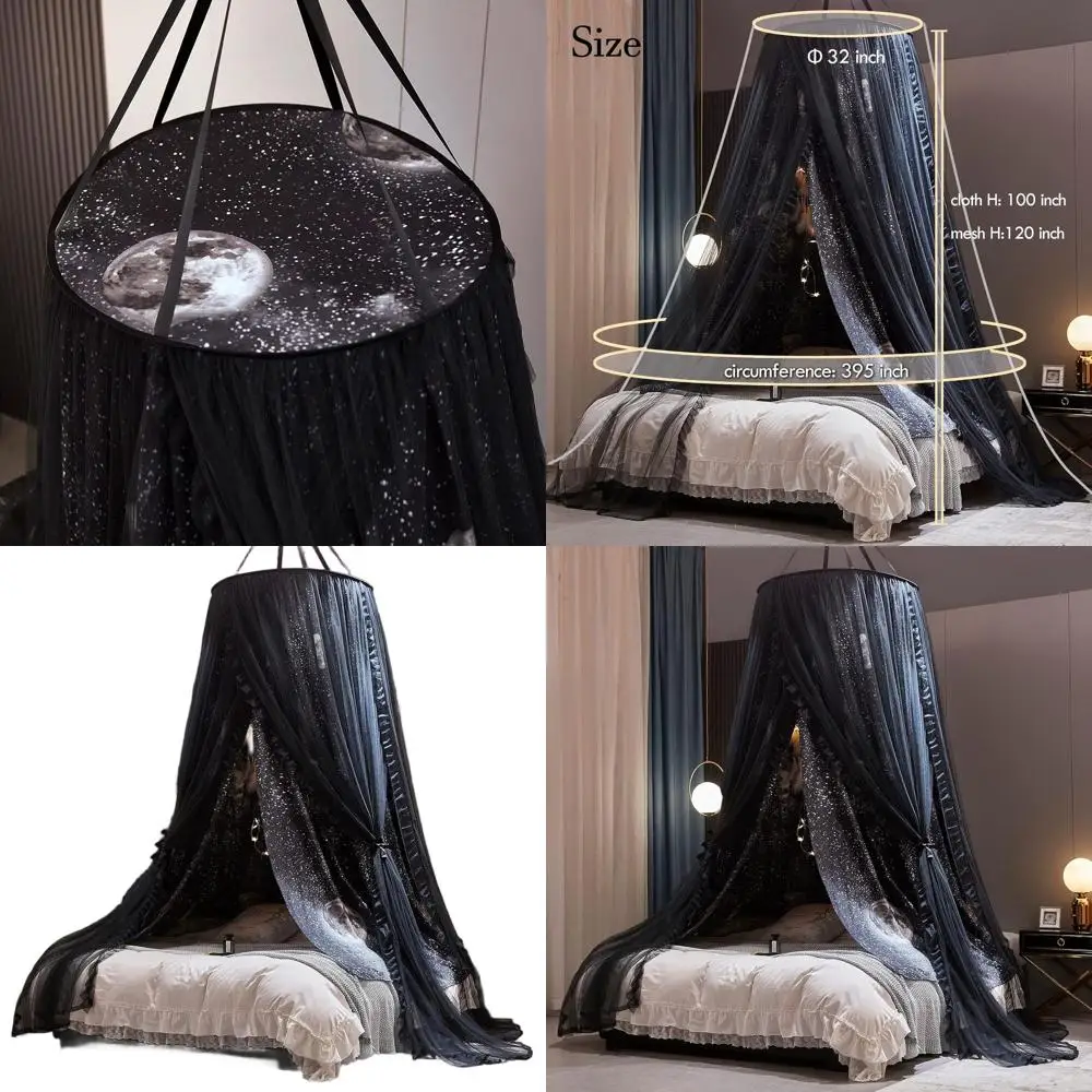 

Элегантный балдахин с принтом луны для девочек и взрослых - круглая купольная кружевная москитная сетка