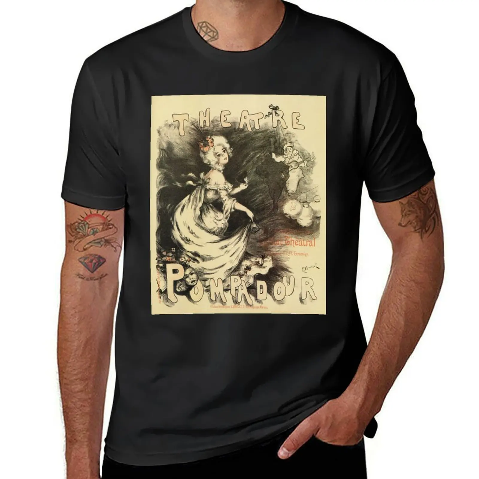 

Vintage 1898 French theatre advertising T-Shirt quick drying Louboutins oversized mens designer t shirt