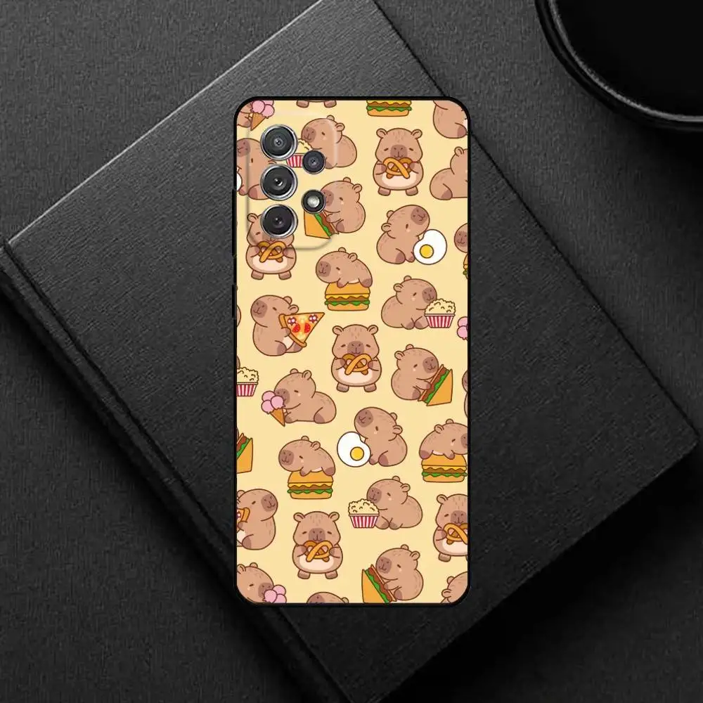 حافظة هاتف كابيبارا اللطيفة لهاتف سامسونج S25، S24، S21، S22، S23، S30، Ultra، S20، Plus، غلاف أسود ناعم #2