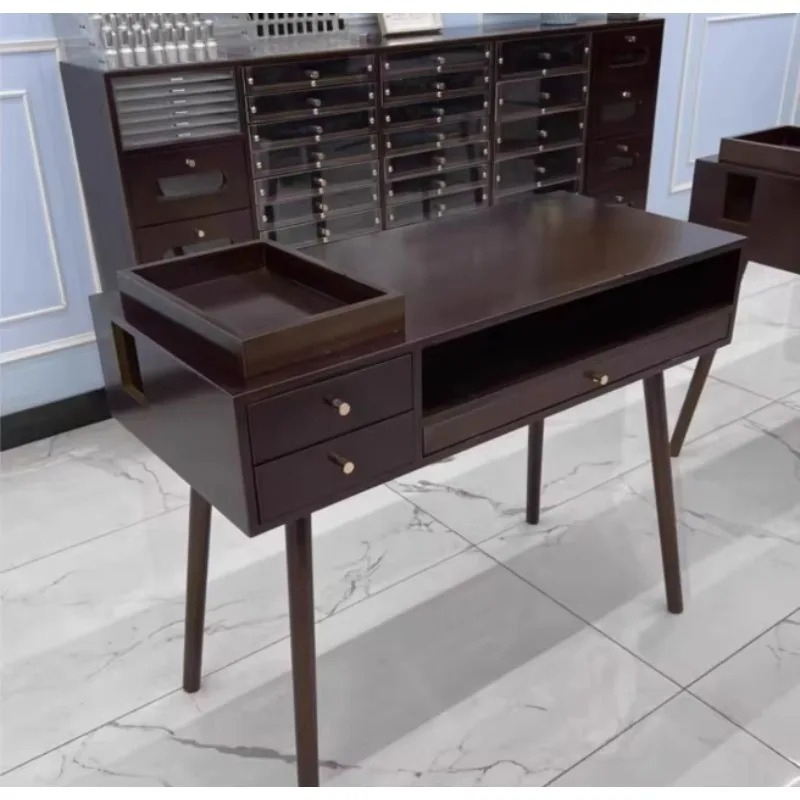 Top Selling Modern Retro Black Marble Nail Salon Furniture Portable Nail Desk Table Manicure Table Large Storage for Living Room
