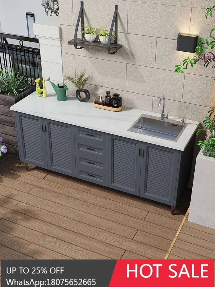 SGF wash basin courtyard rock slab sink integrated cabinet aluminum alloy locker