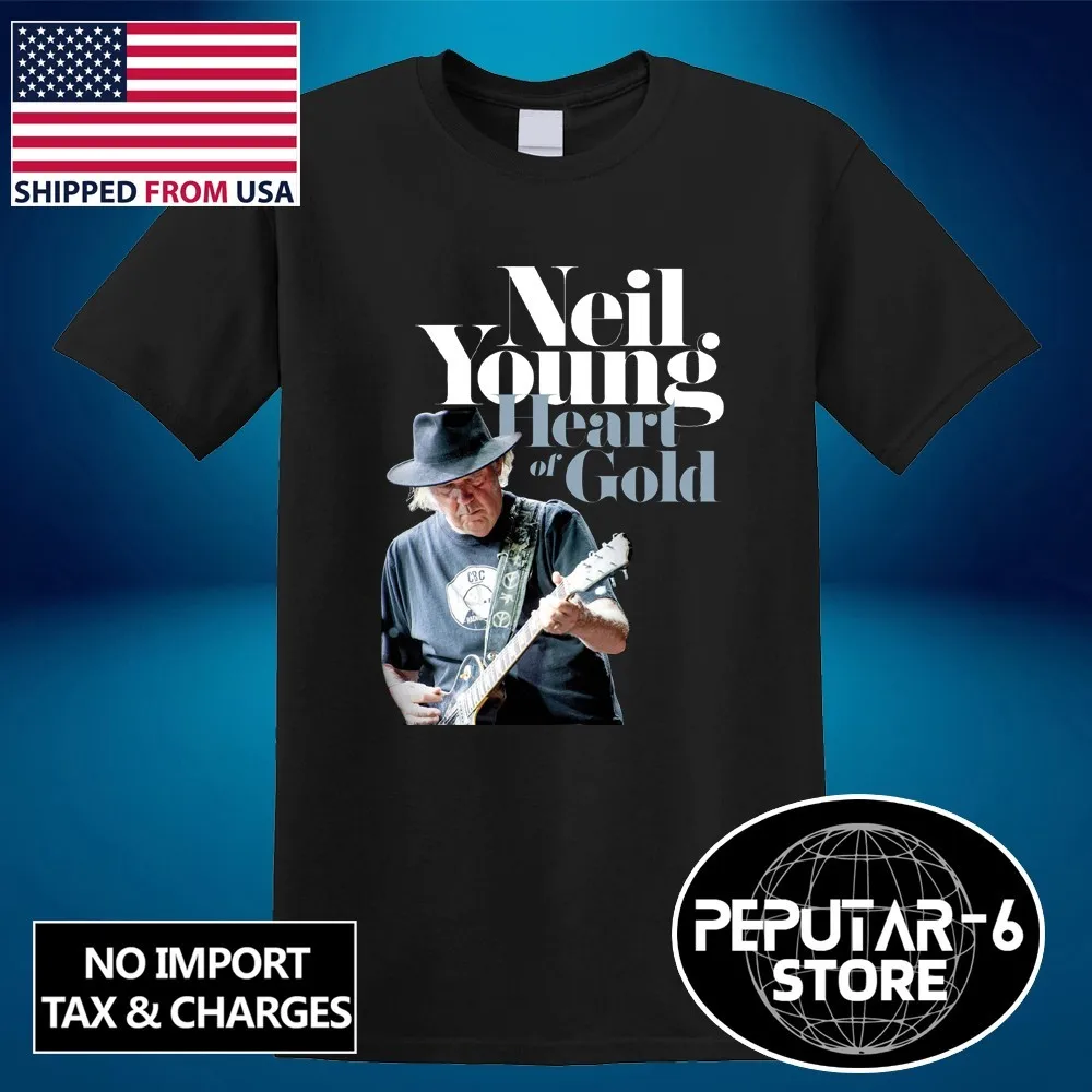 Neil Young Heart Of Gold Men's Black Size S-5XL
