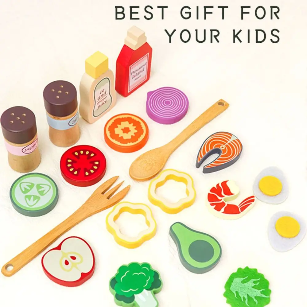 Wooden Pretend Play Kitchen Toys Play House Role Play Simulation Fruit Vegetable Set Cognitive Simulation Food