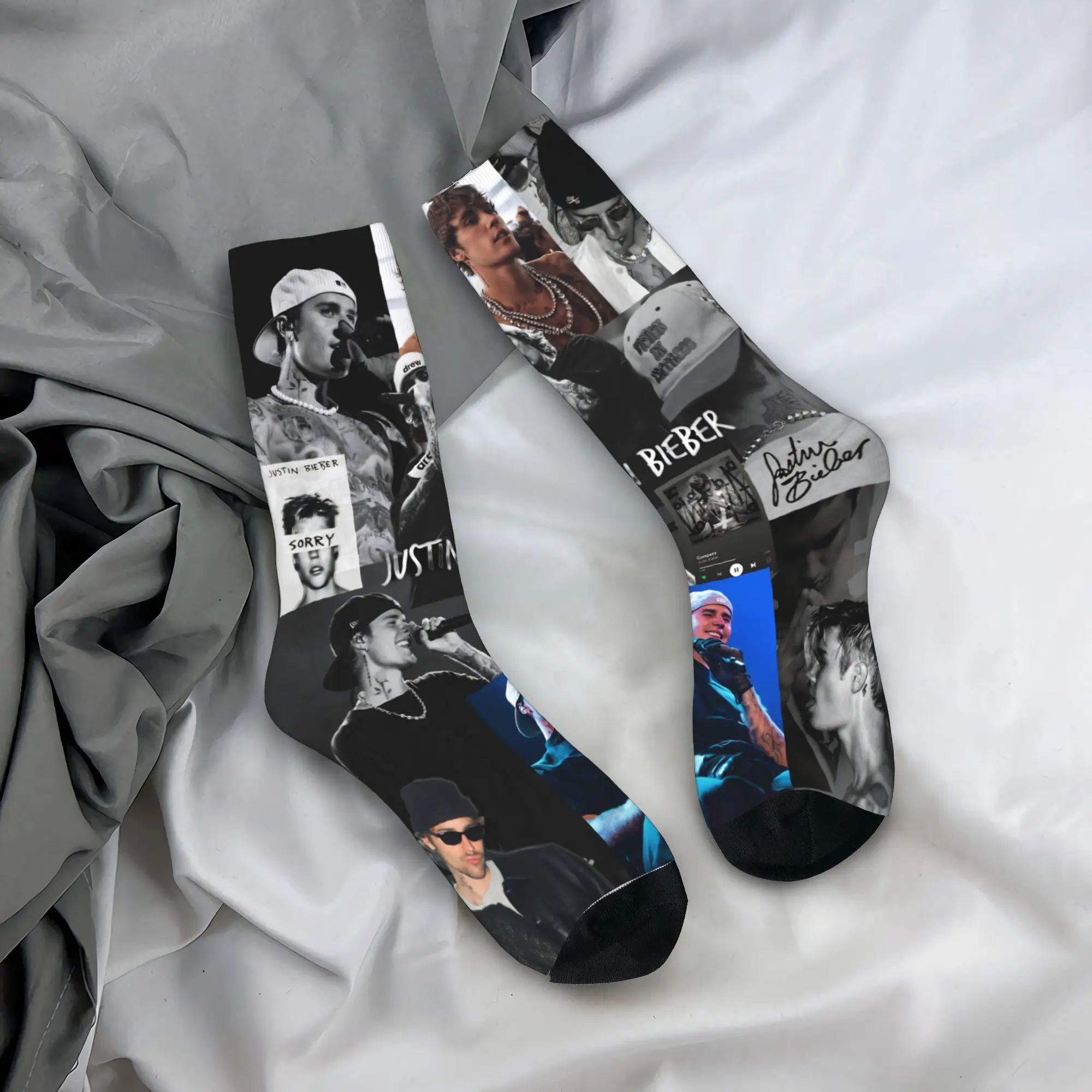 

Justin Bieber Hiphop Singer Socks Casual Stockings Autumn Non Slip Men Socks Soft Breathable Printed Outdoor Socks