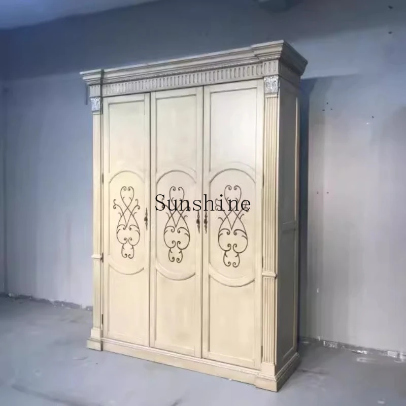 

Sliding door wardrobe light luxury home bedroom sliding door painted American simple modern