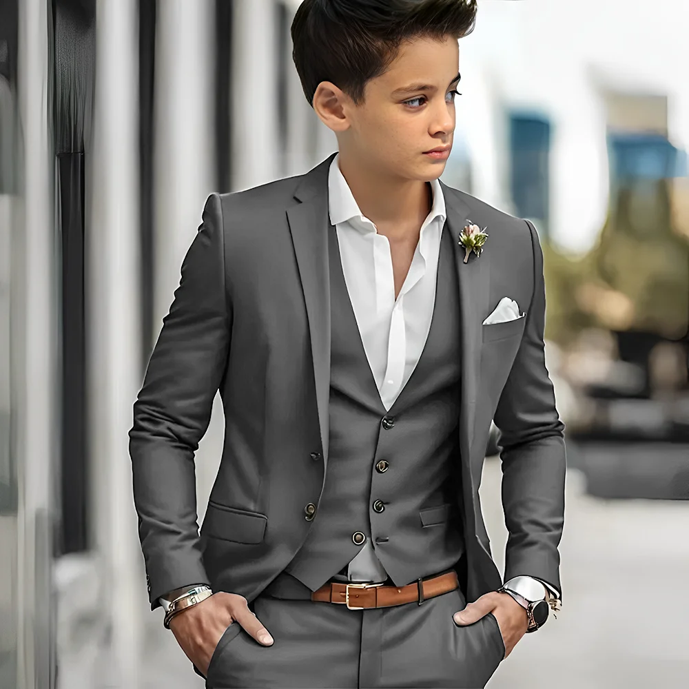 فاخر الأخضر Bos الدعاوى أنيقة الزفاف 3 قطعة سترة السراويل سترة الصبي الملابس عالية الجودة مخصصة مجموعات كاملة زي الاطفال #5