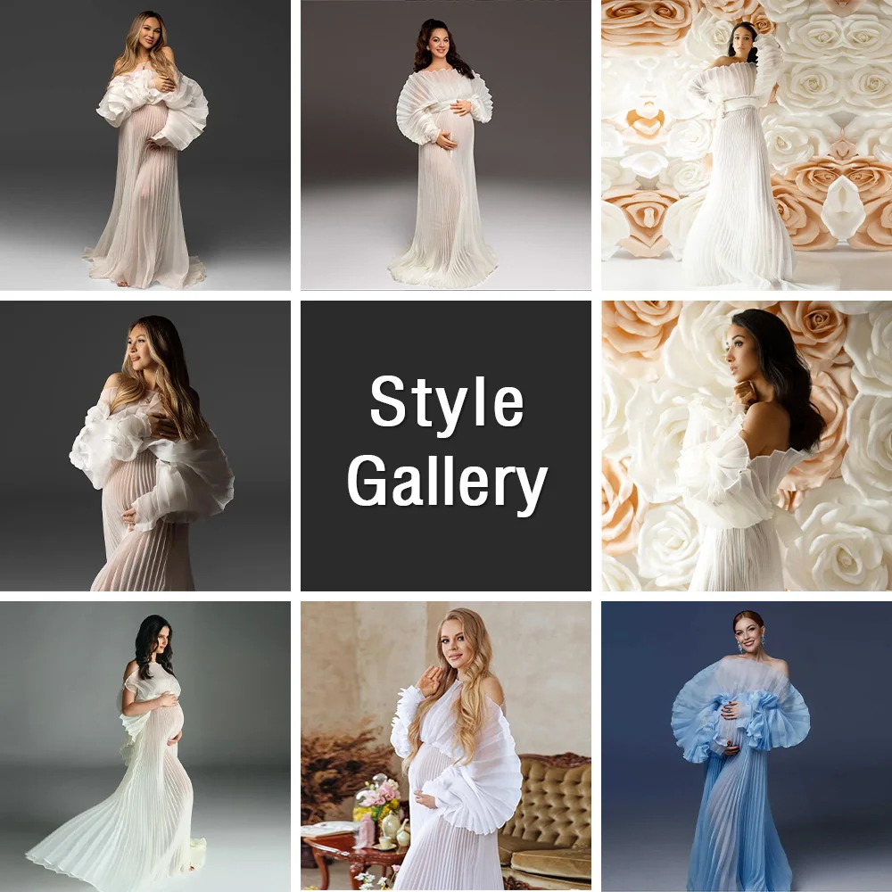 2025 Custom Made Pleated Maternity Dress for Photo Shoot Baby Shower Dress Long Gown for Pregnancy Photoshoot YEWEN YW240006