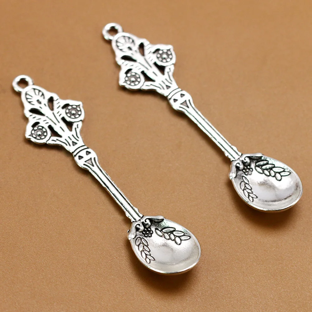 

20 Pcs Alloy Spoon Pendant Charm Jewelry Making Pendants DIY Charms Tibetan Silver