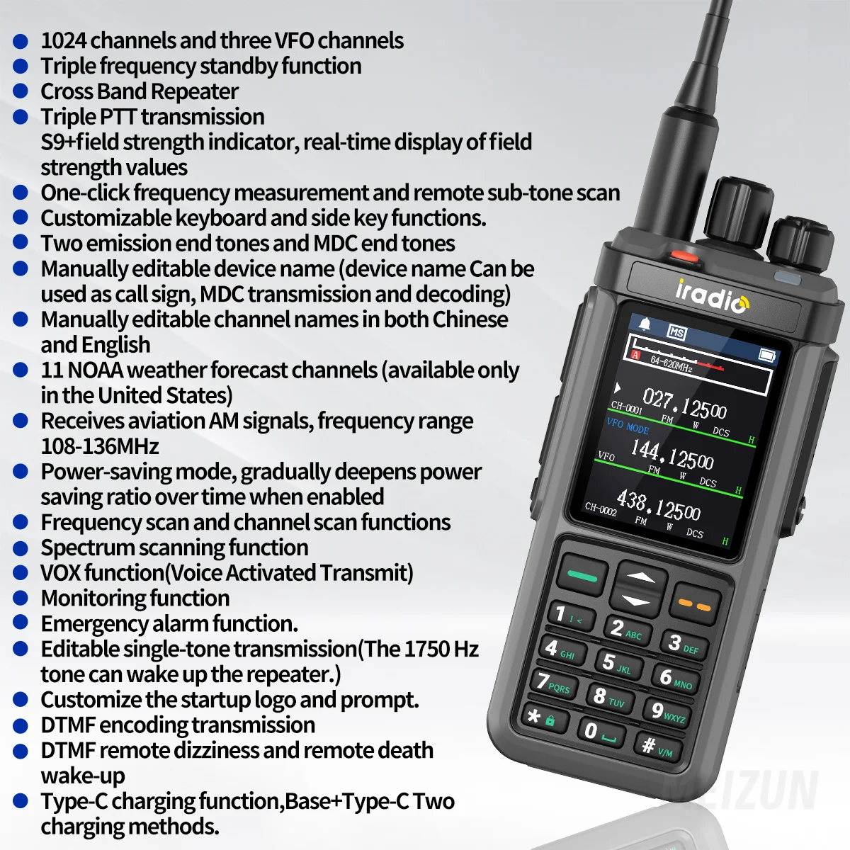 Iradio UV-98 plus multi banda 10w fm am ssb hf repetidor de banda