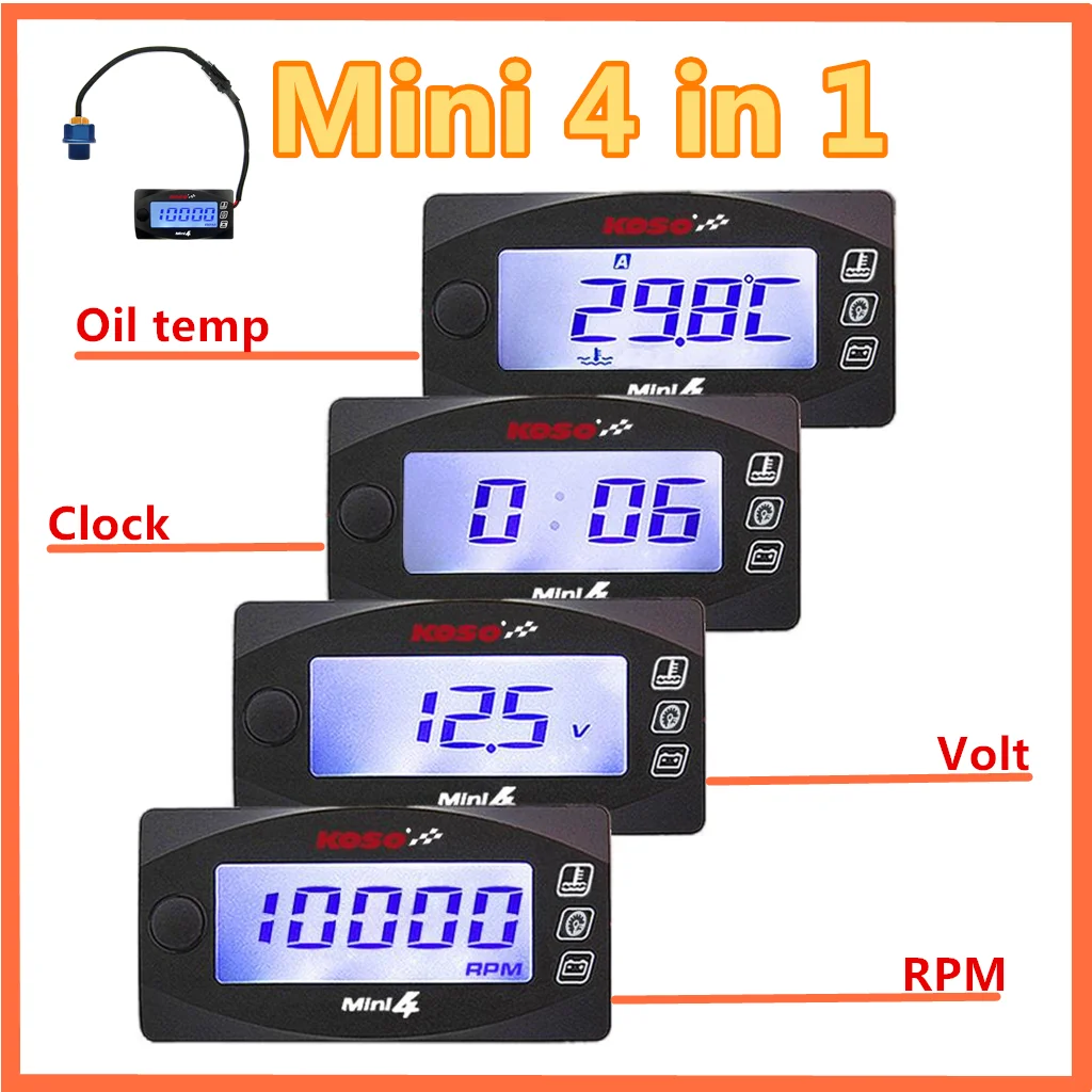 Тестер Температуры Масла Мотоцикла Koso 4-в-1, Тахометр С Цифровым Дисплеем Для Yamaha S, Измерение Температуры Масла